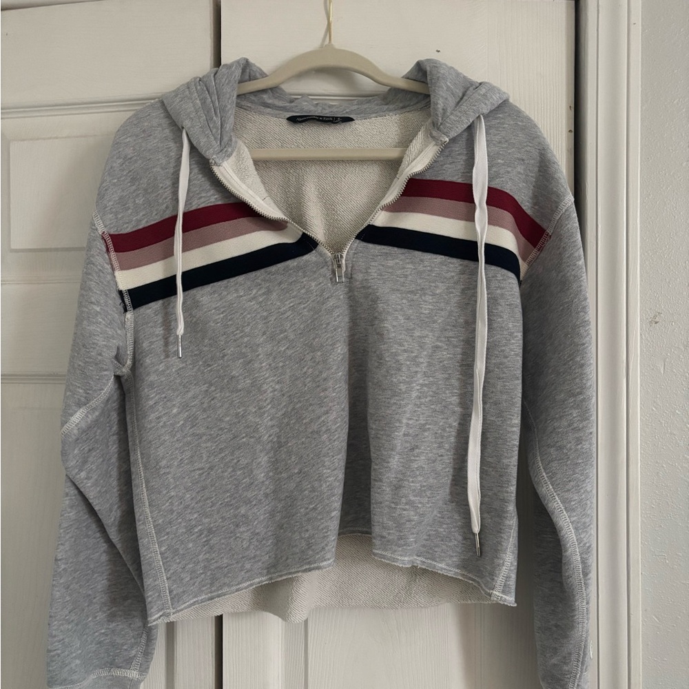 Abercrombie Grey Hoodie with Stripes